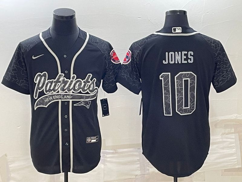 Men New England Patriots #10 Jones Black Reflector 2022 Nike Co branded NFL Jerseys